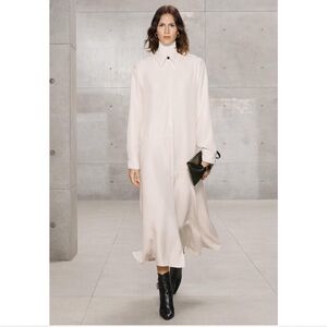 ZARA SRPLS Elegant Cream Long Sleeve Dress SMALL